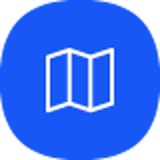 Find the ferry icon with a blue background and white map symbol in the center.